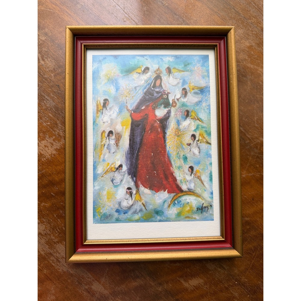 DeGrazia Art Print Our Lady of Los Angeles Vintage Wood Frame